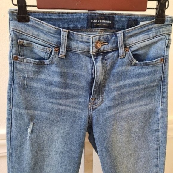 Lucky Brand Ava Distressed Chewed Hem Crop Skinny Jeans - Picture 14 of 16